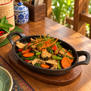 Würzige Thai-Gemüsepfanne im Gusseisentopf